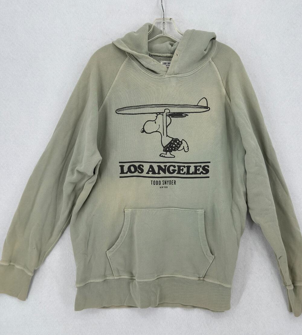 Todd Snyder x Peanuts "Los Angeles" Snoopy Sage Green Graphic Hoodie Sz 2XL